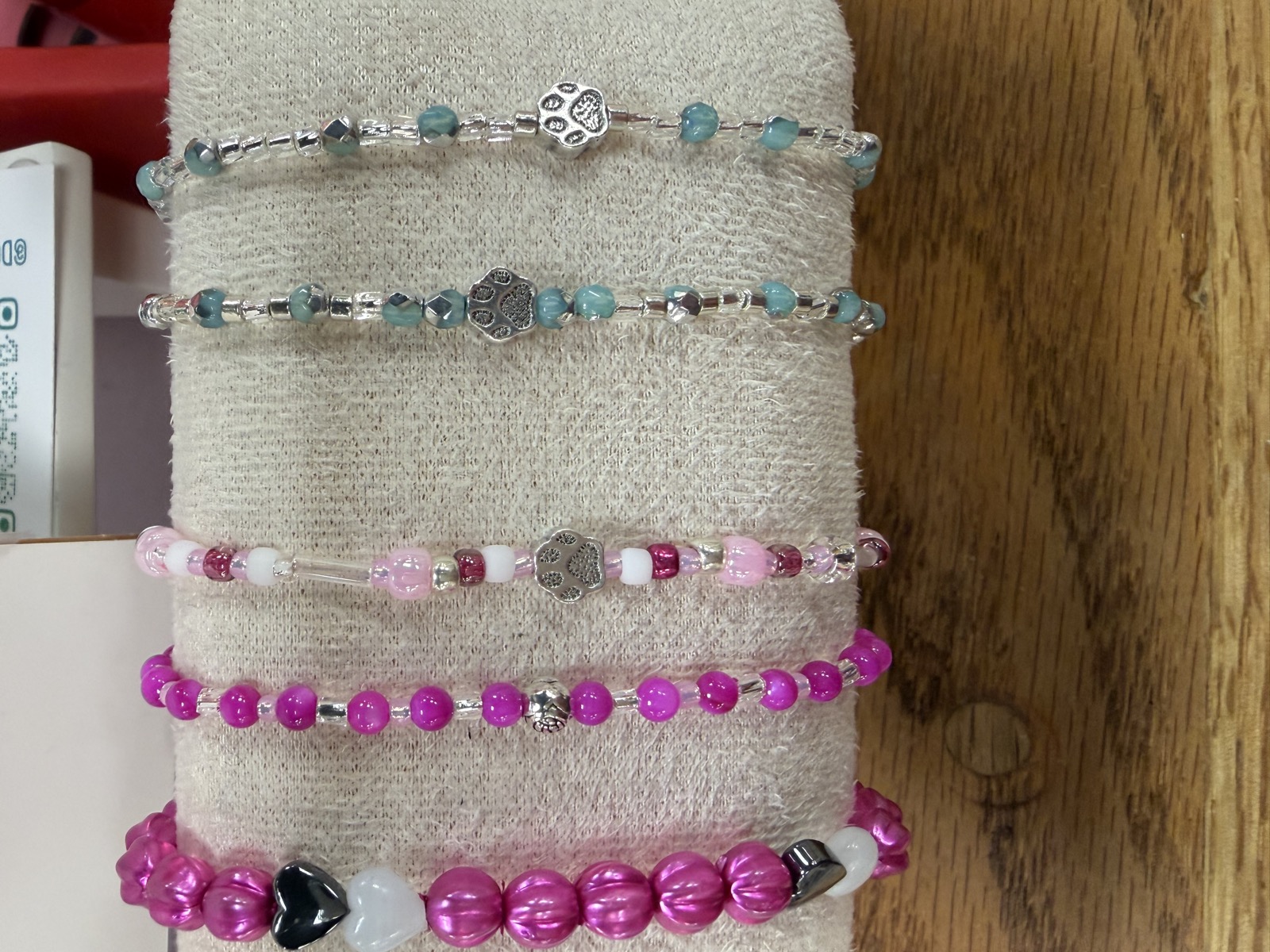 Kids' bracelets in soft pinks and blues